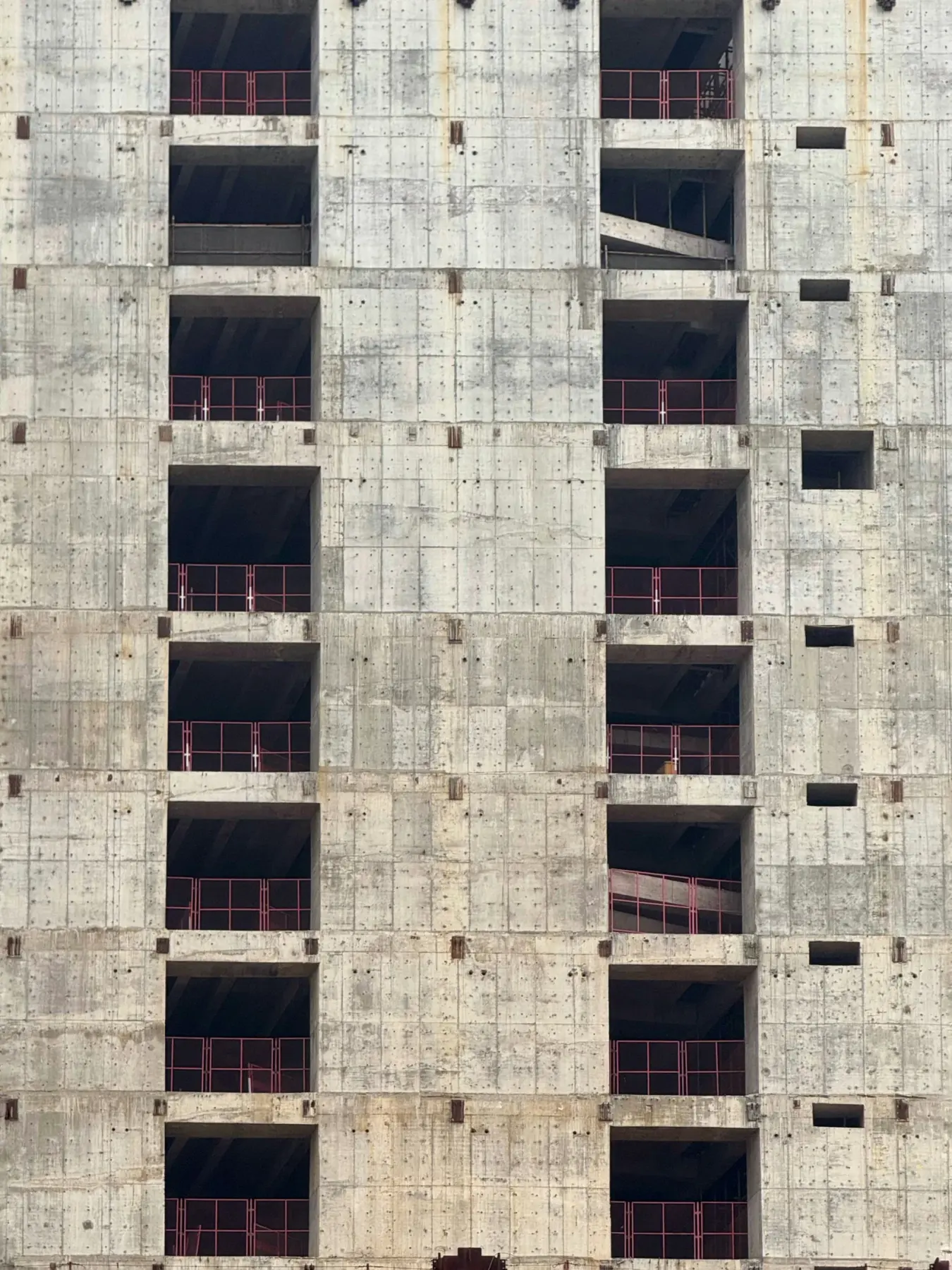Concrete facade of a residential building under construction